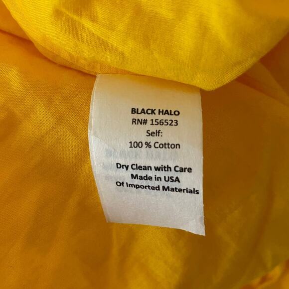 NWT BLACK HALO DRESS ATLAS YELLOW CUT OUT TIERED BOW ONE SHOULDER COTTAGECORE - Picture 8 of 8